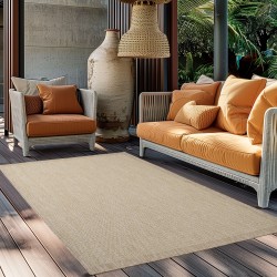 Tapis d'extérieur, Unicolor, Couleur Beige, Tapis pour Terasse-Balcon-Cuisine, dos en polypropylène
