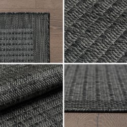 Alfombra de exterior, color liso, negra, para patio, balcón o cocina, con reverso de polipropileno.