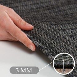 Tapis d'extérieur, Unicolor, Couleur Noir, Tapis pour Terasse-Balcon-Cuisine, dos en polypropylène