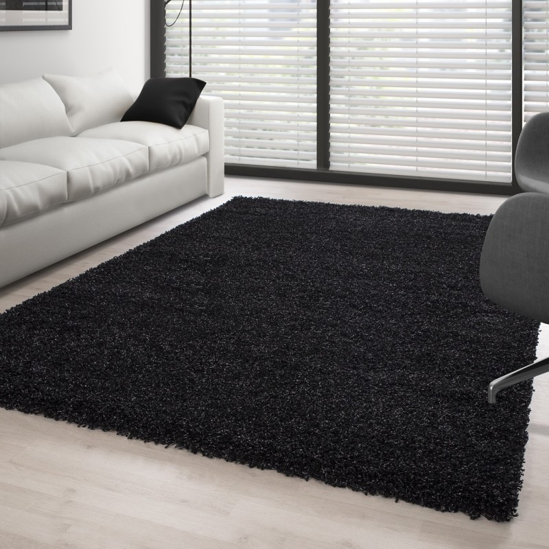 Tapis Shaggy pile longue couleur unique ANTHRACITE