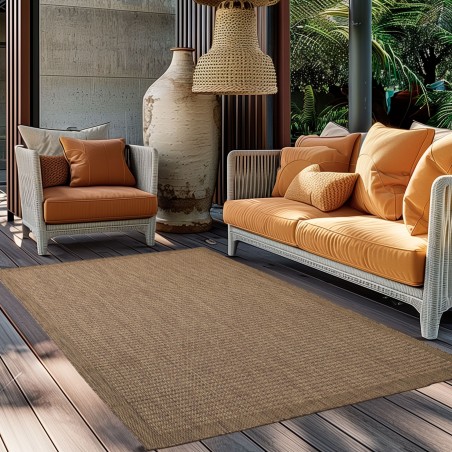 Outdoor rug, solid color, brown, rug for patio, balcony, or kitchen, polypropylene backing