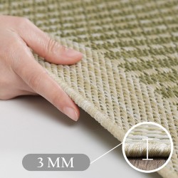 Buitenkleed, effen kleur, groen, kleed voor terras, balkon of keuken, met polypropyleen achterkant.