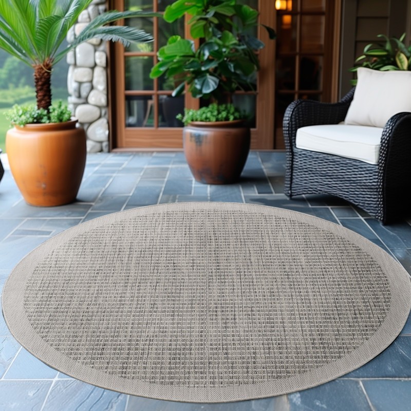 Tapis d'extérieur, Unicolor, Couleur Gris, Tapis pour Terasse-Balcon-Cuisine, dos en polypropylène