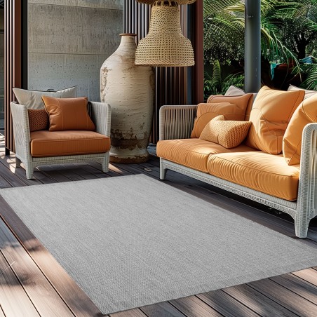 Tapis d'extérieur, Unicolor, Couleur Gris, Tapis pour Terasse-Balcon-Cuisine, dos en polypropylène