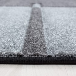 Tapis à poils courts, Motif à carreaux, Couleur Gris, Tapis pour Salon, dos en jute