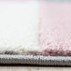 Kurzfloriger Teppich, kariert, rosa, Wohnzimmerteppich, Jute-Rückseite