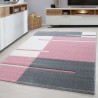 Tapis à poils courts, Motif à carreaux, Couleur Rose, Tapis pour Salon, dos en jute
