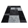 Short pile rug, checkered pattern, black color, rug for living room, jute backing