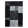 Short pile rug, checkered pattern, black color, rug for living room, jute backing