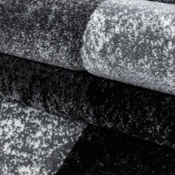 Kurzfloriger Teppich, kariert, schwarz, Wohnzimmerteppich, Jute-Rückseite