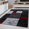 Tapis à poils courts, Motif à carreaux, Couleur Rouge, Tapis pour Salon, dos en jute