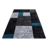 Tapis à poils courts, Motif à carreaux, Couleur Turquoise, Tapis pour Salon, dos en jute