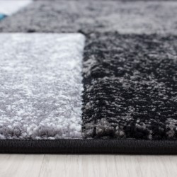 Tapis à poils courts, Motif à carreaux, Couleur Turquoise, Tapis pour Salon, dos en jute