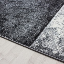 Tapis à poils courts, Motif à carreaux, Couleur Gris, Tapis pour Salon, dos en jute