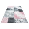Short pile rug, checkered pattern, pink color, rug for living room, jute backing