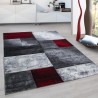 Tapis à poils courts, Motif à carreaux, Couleur Rouge, Tapis pour Salon, dos en jute