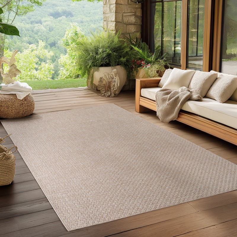 Tappeto beige per interni ed esterni, resistente alle intemperie e ai raggi UV, cucina, balcone, terrazza, soggiorno e sala da