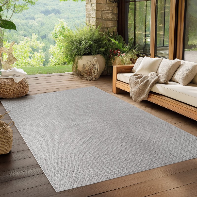 Grey Indoor & Outdoor Rug, Weather and UV Resistant, Kitchen, Balcony, Terrace, Living Room and Dining Room, Co