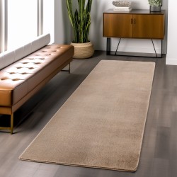 Alfombra beige lavable, de pelo corto, antideslizante y suave, diseño moderno de color sólido para sala de estar y dormitorio.
