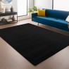 Tapis rond Noir Lavable Tapis à poils courts, rond, antidérapant et doux, moderne unicolore Design pour Salon, chambre à coucher