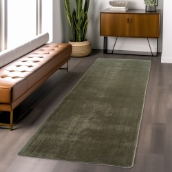 Alfombra verde lavable, de pelo corto, antideslizante y suave, diseño moderno de color sólido para sala de estar y dormitorio.