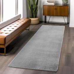 Alfombra lavable plateada, de pelo corto, antideslizante y suave, diseño moderno para salón, dormitorio y cocina.