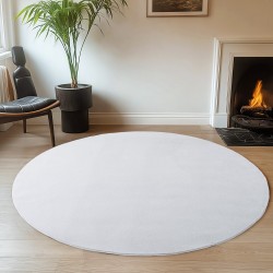 Tvättbar vit matta, kort lugg, halkfri och mjuk, modern enfärgad design för vardagsrum, sovrum