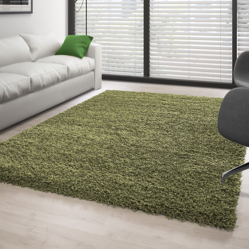 Tapis Shaggy pile longue couleur unique VERT