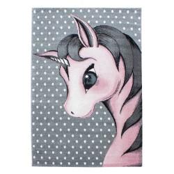 Children's rug, Unicorn pattern, Pink color, Rug for children's room, jute backing