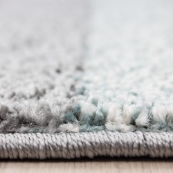 Laagpolig vloerkleed, geruit patroon, blauwe kleur, vloerkleed voor de woonkamer, jute achterkant