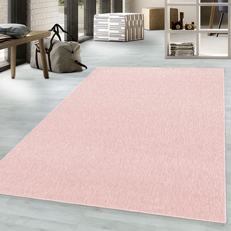 Short pile rug, single color pink, rug for living room, felt backing