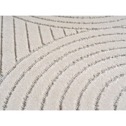 Indoor and outdoor rug for living room, bedroom, conservatory, short cream pile, high-low effect, soft and washable, easy