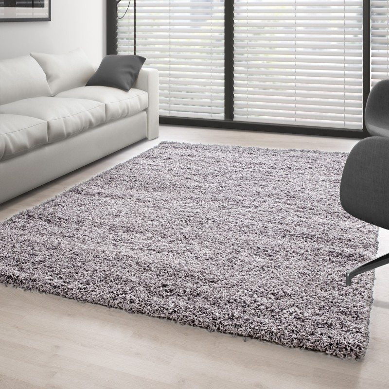 Tapis Shaggy pile longue couleur unique GRIS CLAIRE