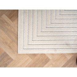 Indoor and outdoor rug for living room, bedroom, conservatory, short cream pile, high-low effect, soft and washable, easy