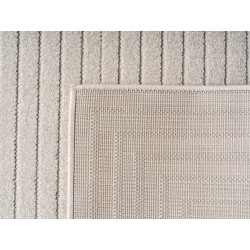 Teppich für drinnen und draußen, geeignet für Wohnzimmer, Schlafzimmer, Wintergarten, kurzer Flor in Creme, Hoch-Tief-Effekt,
