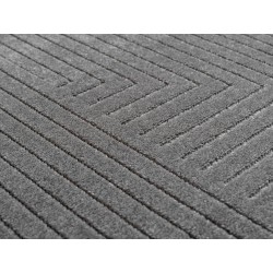 Alfombra de interior y exterior para salón, dormitorio, invernadero, pelo corto, gris, efecto alto-bajo, suave y lavable, fácil