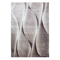 Tapis moderne beige à motifs organiques ondulés effet 3D doux idéal salon chambre salle à manger