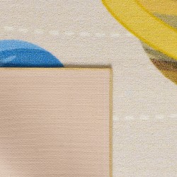 Kinderteppich mit Sonnensystem-Motiv, beige, mit Latex-Rückseite