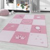Tappeto per bambini, design principessa, colore rosa, tappeto per cameretta, supporto in lattice