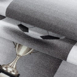 Alfombra infantil, diseño de fútbol, gris, alfombra para habitación infantil, reverso de látex.