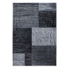 Short pile rug, abstract checkered pattern, black color, rug for living room, jute backing