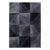 Short pile rug, checkered pattern, black color, rug for living room, jute backing