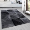 Short pile rug, checkered pattern, black color, rug for living room, jute backing