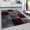 Tapis à poils courts, Motif à carreaux, Couleur Rouge, Tapis pour Salon, dos en jute