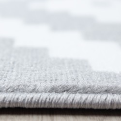 Kortpolig vloerkleed, geometrisch patroon, grijs, woonkamerkleed, jute achterkant