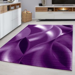 Tapis à poils courts, Conception de vagues abstraites, Couleur Violett, Tapis pour Salon, dos en jute