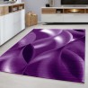 Alfombra de pelo corto, diseño de ondas abstractas, color morado, alfombra para sala de estar, reverso de yute.