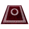 Short pile rug, meander design, red color, living room rug, jute backing