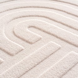 Boho-skandinavischer Teppich in einfarbigem Creme, weich, pflegeleicht, waschbar, 3D-Effekt, Teppich für Wohn- und Schlafzimmer