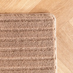 Boho Scandinavisch vloerkleed, effen beige, zacht en wasbaar decoratief vloerkleed met 3D-effect, vloerkleed voor woonkamer en